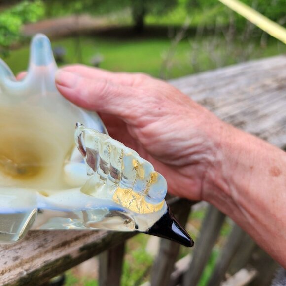 Vintage Murano Style Sommerso Art Glass Bird Sculpture With Gold Flecks And Opal - Picture 6 of 10